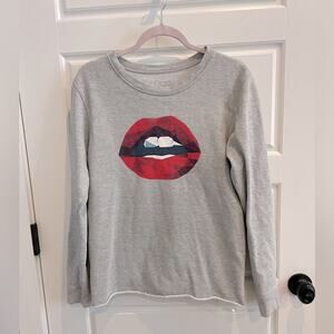Nordstrom Lips Gray Sweatshirt Medium